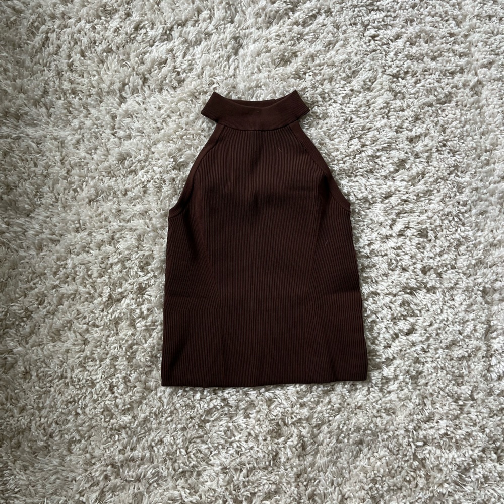 Cuts Clothing Ribbed High Neck Tank Top